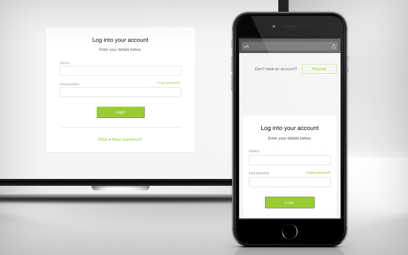 Login screen with fully responsive LMS