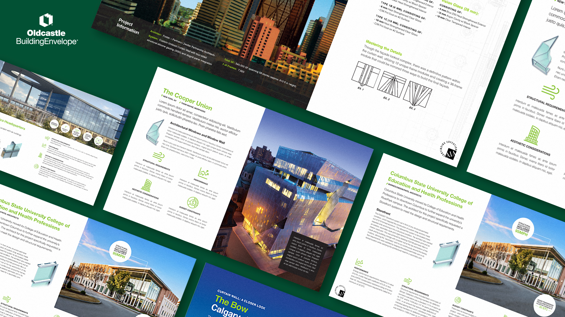 <strong>Oldcastle Building Envelope (OBE) – Infographic Case Studies</strong><small>An on-demand resource as part of OBE’s continuing education platform, these infographic-style case studies provided a visually-engaging profile of standout architectural projects, highlighting the various glazing solutions that were integrated.</small>