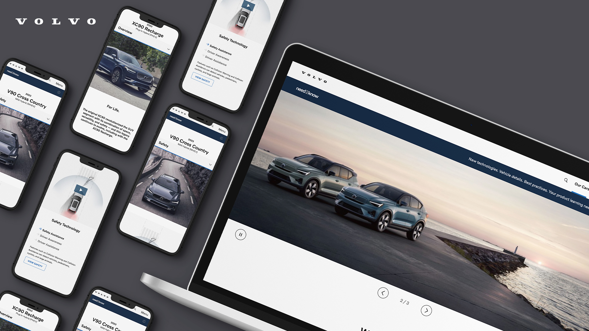 <strong>Volvo – need2know</strong><small>Ardent has designed and maintained several iterations of this product knowledge website for Volvo over the years, with our latest version being the best yet. Mobile optimized, easy to navigate, and fully loaded with information. </small>